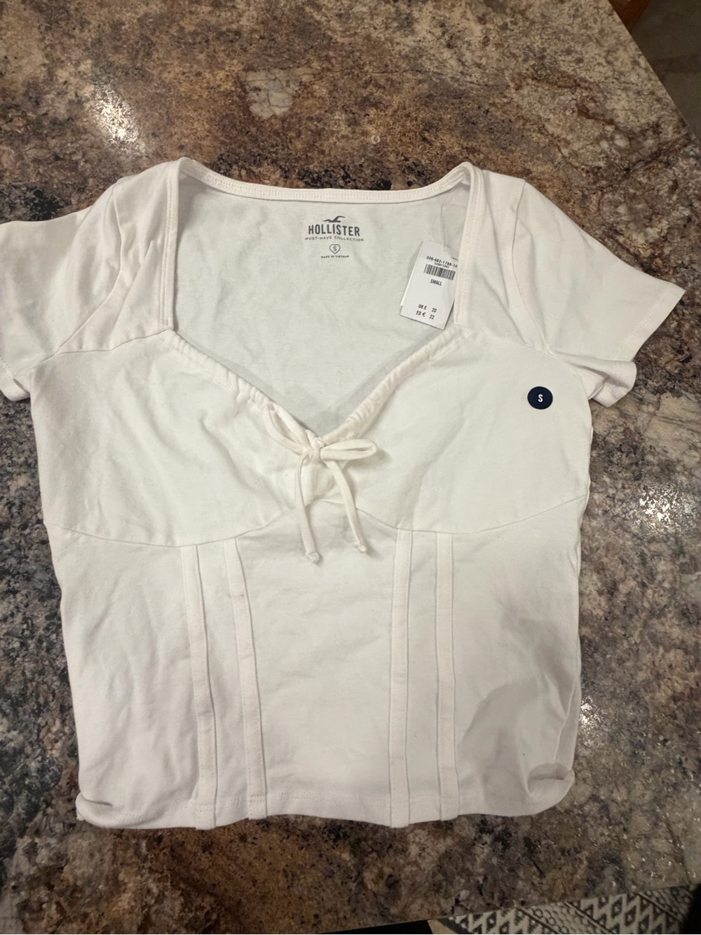 Hollister White Tie-Front Cropped Tee
